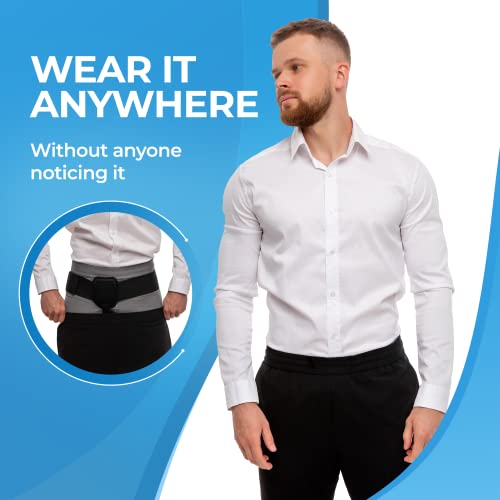 Hernia Belts for Men and Women - Adjustable Right or Left Side Groin Hernia Truss - Pre or Post-Surgical Scrotal Invisible Inguinal Hernia Support for Men - Medical Hernia Guard with 2 Removable Pads