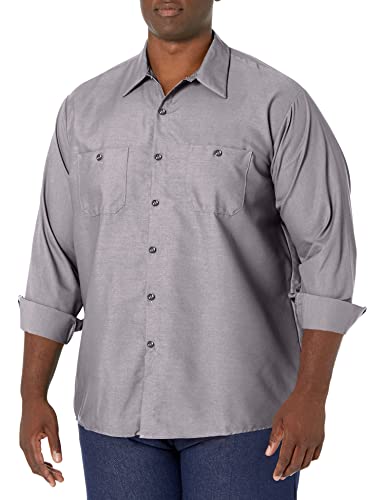 Image of Red Kap Men's Long Sleeve Industrial Work Shirt | Moisture Wicking Button Up, Wrinkle Resistance Fights Fading & Stains