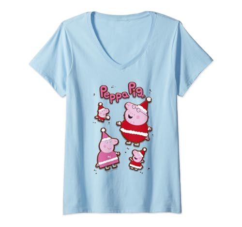T-shirt Peppa Pig Christmas vêtement Noël col V imprimé biscuit