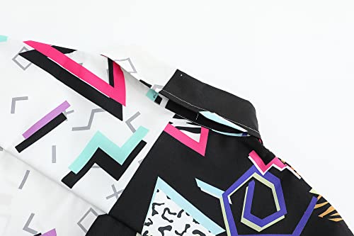 DOOPCCOR 90s Shirt 80s Shirts for Men 80s 90s Disco Retro Casual Button-Down Shirts 80s Mens Clothing4