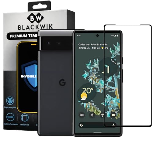 Image of Blackwik Military-Grade Gorilla Tempered Glass for Google Pixel 6A (Black) | Edge to Edge Full Screen Coverage | Scratch Resistant | Easy Installation Kit | Screen Protector for Smartphone