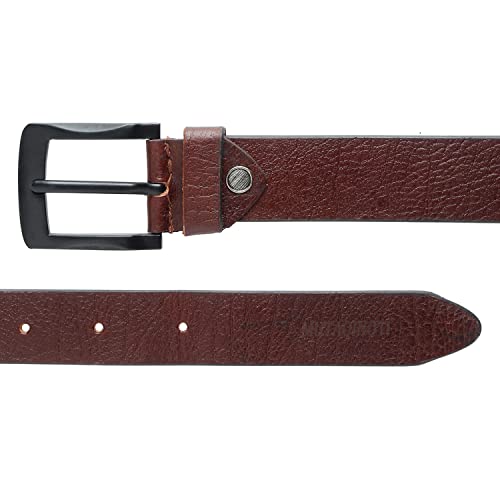 Image of MUTAQINOTI Men's Brown Genuine Leather Belt 1.5 inch (40mm) Handcrafted Casual Style Waist Strap with Matt Finish Buckle Belt for Men Gents Boys (CAOSSH GE)