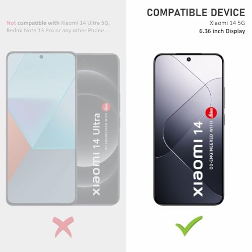 Image of Premium Tempered Glass Screen Protector Compatible For Xiaomi 14 5G Cellphone (6.36 Inch,Pack Of 1)|Edge To Edge Coverage Full Protection With Installation Kit