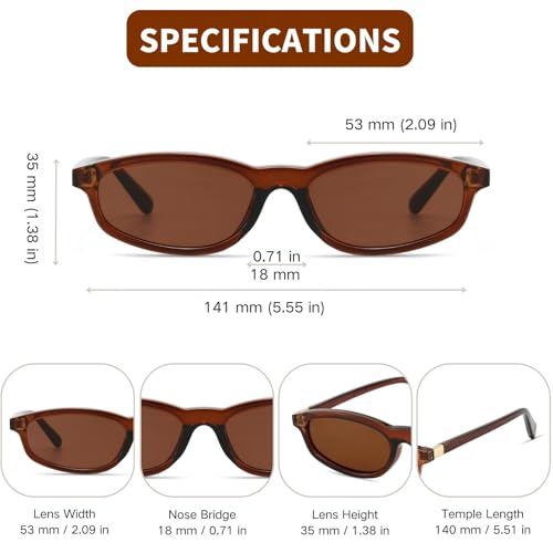 Image of Freckles Mark Polarized 90s Thin Narrow Sunglasses for Women Men Small Sun Glasses Plastic Frame