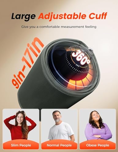 Aidisy Blood Pressure Monitor, Blutdruckmessgerät Oberarm mit Hochauflösende LED-Anzeige, für Oberarmumfänge von 22-42 CM, Speicherung von zwei Benutzern 2 x 199, AA-Batterie/Typ-C-Ladekabel