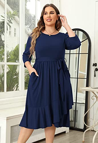 Image of TASHVIKA'S Women's Plus Size Flowy Wrap Ruffle Maxi Dress