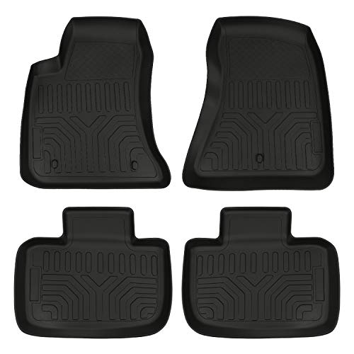 Black Floor Mats Compatible with 2011-2021 Dodge Charger RWD   Chrysler 300 RWD Accessories Front & 2nd 2 Row Seat Liner All Weather Protection TPE Custom Fit Slush Floor Liners