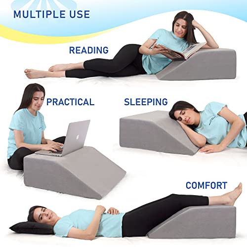 Leg Elevation Pillow With Memory Foam Top - Elevated Leg Rest Pillow For Circulation, Swelling, Kneef - Wedge Pillow For Legs, Sleeping, Reading, Relaxing - Removable Washable Cover (10 Inch) #TOP1