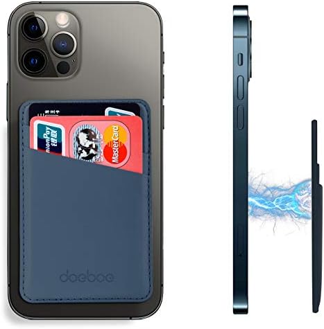 doeboe Compatible with Magsafe Wallet iPhone 14 13 12 Pro Max, Leather Card Holder for Back of iPhone 14 13 12, Magnetic Credit Card Wallets for iPhone 13 12 Mini 14 Pro, Mag Safe Accessories(blue)