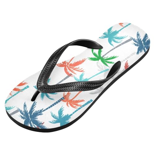 Colorful Coconut Palms White Flip Flops for Beach Thong Sandals Anti-slip Lightweight Shower Shoes for Summer Swim Travel2