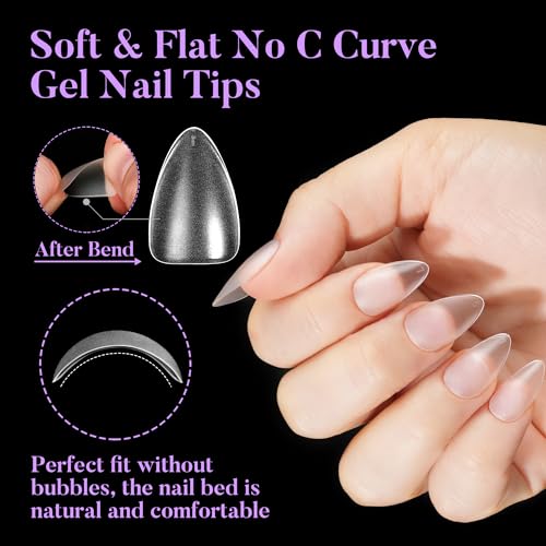 Short Almond Nail Tips 504Pcs, Jofay Fashion Pre-shaped & Etched Acrylic Fake Nails Full Cover Almond Clear Gel Nail Tips Full Matte False Nails Press On Nails for Nail Extensions DIY Salon 19 Sizes - Image 5