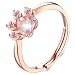 Meow Star Cat Paw Rose Crystal Ring Sterling Silver Cat Statement Ring for Cat Lovers (rose)