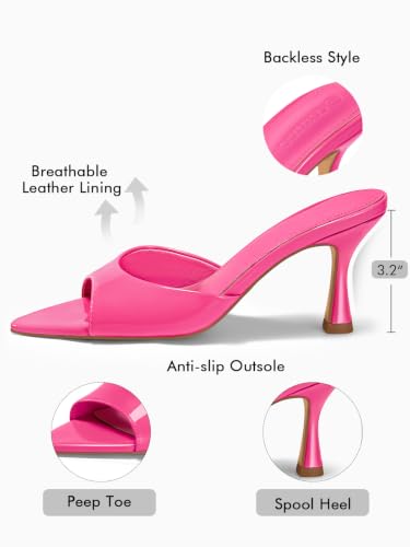 Image of Coutgo Womens Kitten Heel Sandals Heeled Mules Pointed Open Toe High Heels | Comfortable, Sexy, Slip On, Backless, Dress Shoes, 3.2 Inch, Peep Toe, Wedding, Bridal, Party, Prom, Graduation