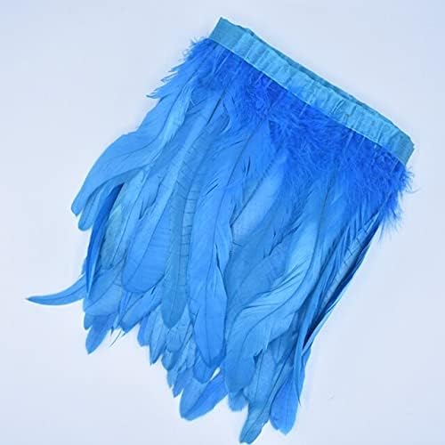 Zamihalaa 2Meters Colored Rooster Tail Feather Trim Ribbon Tape Black Pheasant Feathers for Crafts Carnival Party Decoration Decorative - Lake Blue - 30-35CM 12-14inch
