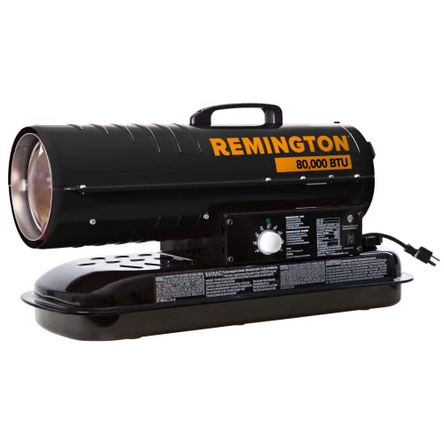 Remington 80,000 BTU Kerosene/Diesel Heater | For Warehouses, Construction, Garages, Barns and Workshops REM-80T-KFA-B)