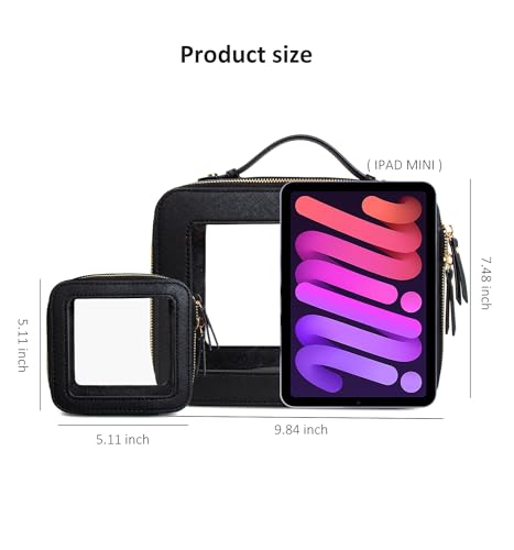 Image of LETGO 2Pack Clear Toiletry Bag for Women Travel Makeup Bag|Structured Mahjong Tile Bag with Zipper and Handle,Portable Zippered Travel & Board Game Storage Pouch for Mahjong Lovers
