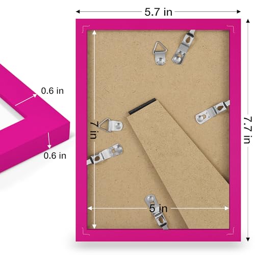 decorUhome 5x7 Picture Frame, Display Pictures 4x6 with Mat or 5x7 without Mat, Wall & Tabletop Display Photo Frame, Magenta, 1 Pack