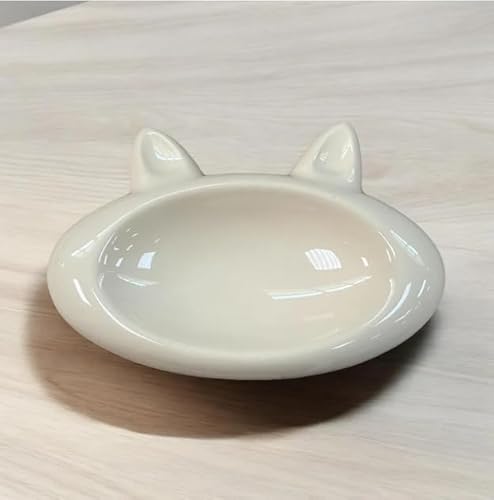 Comedouro Cerâmica Pote Tigela Gato 150ml (Bege)