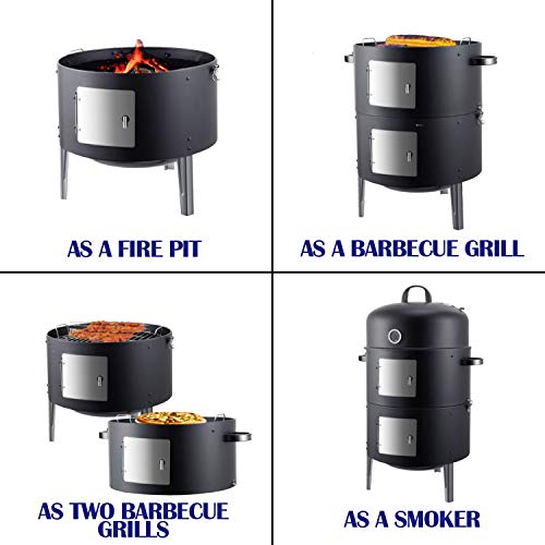 Realcook 7424749544596 Vertical 17 Inch Steel Charcoal Smoker thumb #1