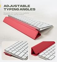 Dexnor Hart Tasche Hülle für Apple Magic Keyboard mit Touch ID/Sperrtaste 2021/2024, Reisetasche, Staubdicht, Schützende Leder-Tastaturhülle mit Magnetverschluss, Verstellbare Schreibwinkel, Rosenrot – Ansicht 7