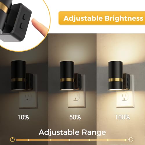 Image of L LOHAS LED Night Lights Plug into Wall 3CCT 2 Pack | Amber /3000k /5000K Color Change Night Light with Dusk to Dawn Sensor, 5 Level Dimmable, Plug in Night Light Black Housing