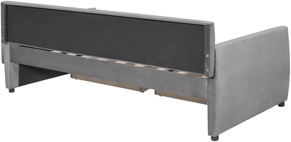 Twin Size Upholstered Daybed with Drawers, Wood Slat Support,for Indoor Living Room, Bedroom Furniture,Gray