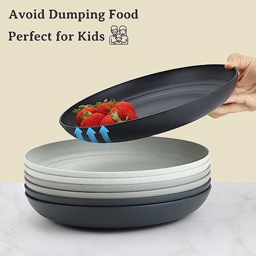 Wheat Straw Plates - 8 Inch Unbreakable Dinner Plates Set of 8 - Dishwasher & Microwave Safe Plastic Plates Reusable - Lightweight Plates for kitchen,R.V (Classic Series) - Image 5