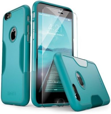 iPhone 6 Case, iPhone 6s Case Aqua Teal SaharaCase with Tempered Glass Screen Protector Shock-Absorption TPU Rubber Bumper Reinforced Hard Plastic Framefor Apple 6/6s 4.7" (Aqua Teal)
