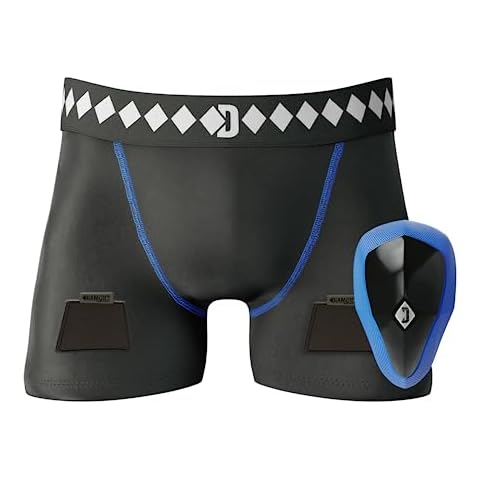 Diamond MMA Hockey Jock Short with Built-in Jock Strap L & Adult Athletic Cup Groin Protection System Cover