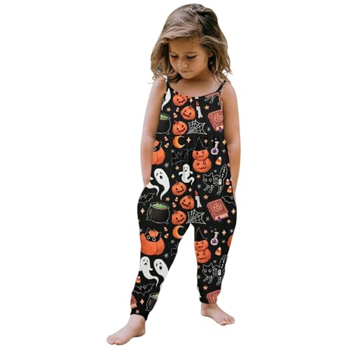 Generisch Bebé Niña Halloween Estampados Mono sin Mangas Pijama Trajes Pantalones Ropa, amarillo claro, 9-10 años
