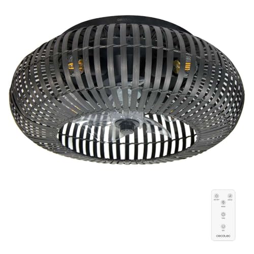 Cecotec Ventilador de Techo con Luz de diseño EnergySilence LampAero 600 Natural DarkWood motor DC 20W, Luz LED, 5 aspas 11 pulgadas, control remoto, 3 velocidades, temporizador y modo winter/summer