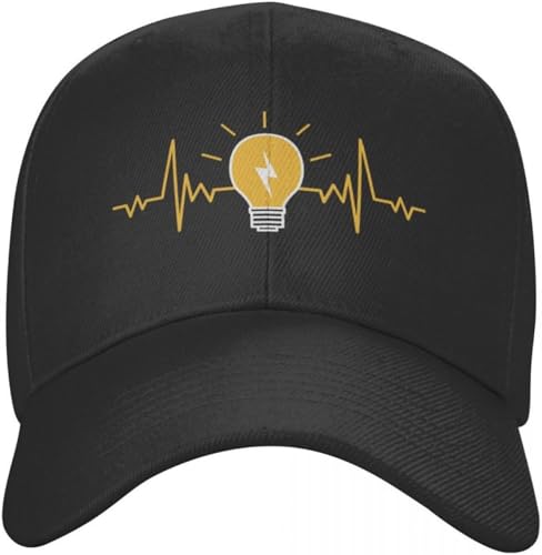 Windsoul Gorra de béisbol clásica Unisex Estilo eléctrico con Bombilla de Latido del corazón Gorra de béisbol Ajustable al Aire Libre Ingeniero eléctrico Power Dad Hat Spring Snapback Hats Gift