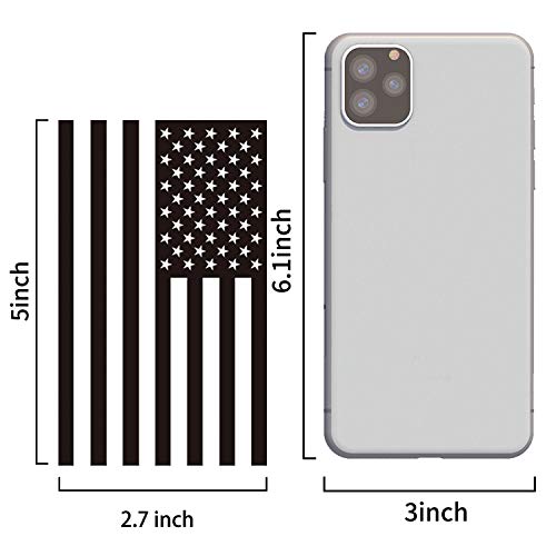 Image of 2 Pairs Die Cut Subdued Black American Flag Sticker 3 inch x 5 inch Tactical Military Flag USA Decal Great for Hard Hat, Car Vinyl Window Bumper Decal Sticker