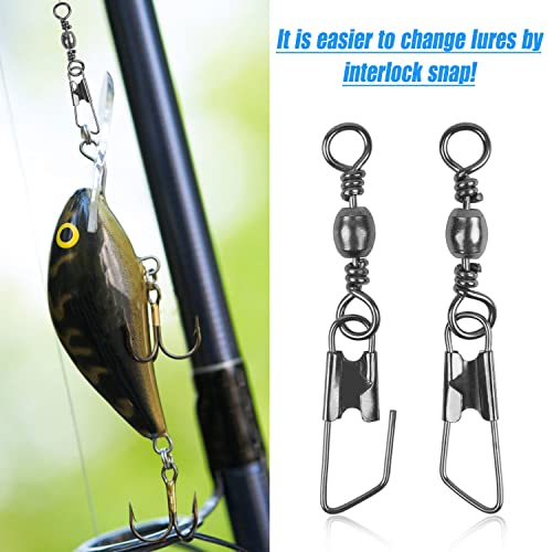 image for AGOOL Fishing Swivels & Snaps, 60/120pcs Barrel Swivels with Nice Snap