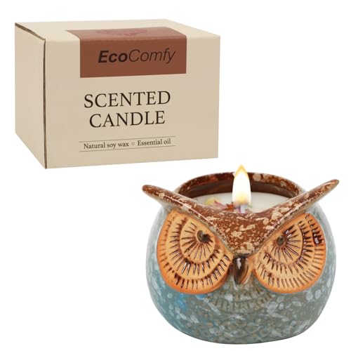 Eulenkerze Geschenk für Frauen,350g Lavendelduftende Kerze mit...