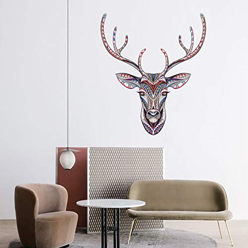 Maydahui Large Deer Head Wall Decal Christmas Reindeer Wall Stickers (35 X 40.5 Inch) Peel & Stick Removable Mandala Style Art Murals Decor For Porch Bedroom Living Room Door Xmas Holiday #TOP2