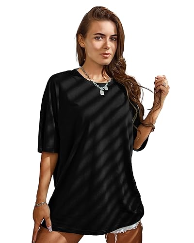 La Mejor Lista de Ropa de Balonmano americano para Mujer - 5 favoritos. 44 Asul Playera Oversize Mujer Hombros Caídos Mangas Cortas Relaxed Fit Gym Yoga Ropa Deportiva o Casual Blusa Sport (MX/US, Alfa, X-Grande, Regular, Regular, Negro)