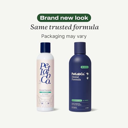 PetLab Co. Cat and Dog Dental Formula, Keep Dog Breath Fresh and Teeth Clean, Supports Gum Health - Water Additive Dental Care Targets Tartar - Packaging May Vary