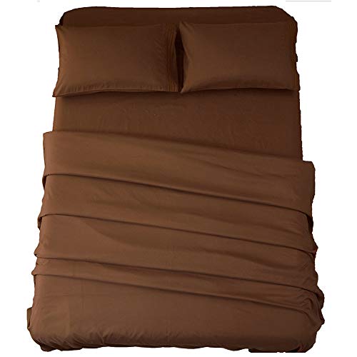 Image of SONORO KATE Bed Sheet Set Super Soft Microfiber 1800 Series Luxury Egyptian Sheets 18-Inch Deep Pocket Wrinkle and Hypoallergenic-3 Piece(Twin Brown)