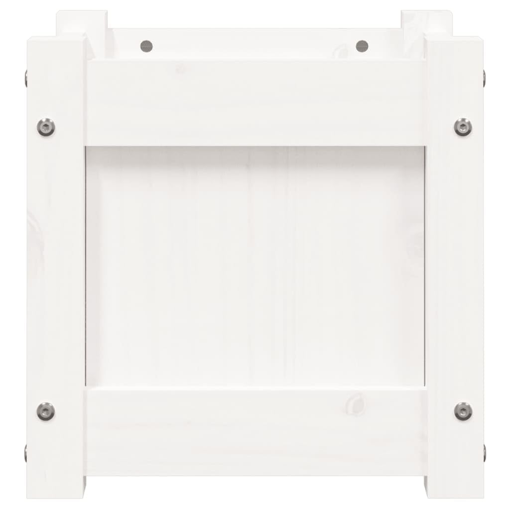 Weißer Pflanzkübel aus massivem Kiefernholz 31 x 31 x 31 cm für Balkon, Terrasse, Garten, Fensterbank, innen und außen, für Blumen, Kräuter und Gemüse