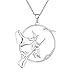 JO WISDOM Collar Colgante Bruja Plata de ley 925 para Mujer Regalo de Joyería Halloween