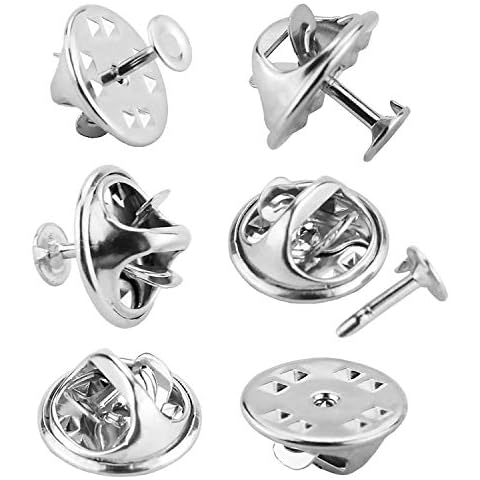 120 Pairs Butterfly Clutch Tie Tacks Pin Back Replacement with 8mm Length Blank Pins for Craft Making (Silver) Cover
