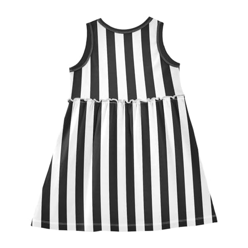 Black and White Stripes Girls Casual Dress Cotton Summer Clothes for Kids 2T-8Y2
