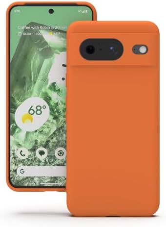 YATWIN Hülle für Google Pixel 8, Silikon Handyhülle mit Futter, 1mm Kamera und Displayschutz, Dünn & Leicht, Anti Kratzer Case, Orange