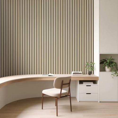 Image of Art3d Roll-Flat Acoustic Wood Slat Wall Panel, 95.3 x 23.8 in, 2-Pack, Oak