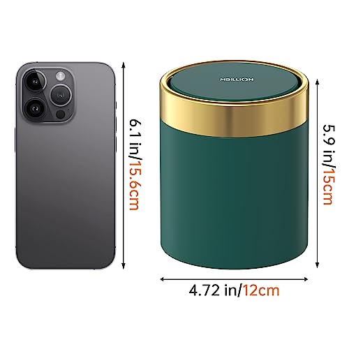 mini trash can with lid desktop small trash can recycling bin cute metal garbage can for tabletop countertop usestainless steel 04 gallon15 liter waste bin for office parlor bedroomdark green