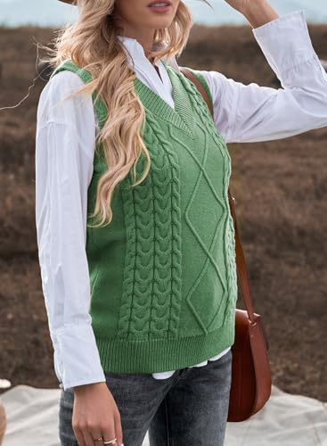 Image of EVALESS Oversized Sweater Vest for Women V Neck Sleeveless Solid Color Loose Pullover Sweater