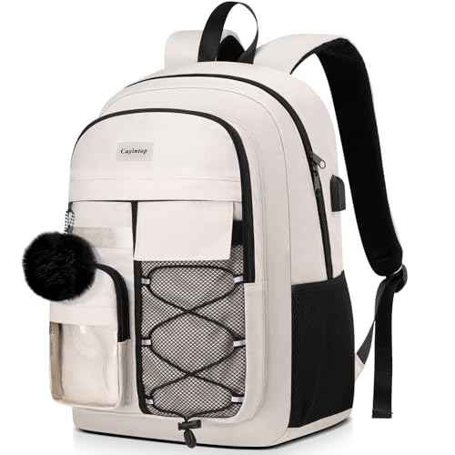 Image of School Laptop Backpack Teens Bookbag: 15.6 Inch Middle High School Backpacks Casual College Back Pack with USB Charging Port Waterproof Travel Book Bag Cute Students Daypack for Kids Girls Boys Women