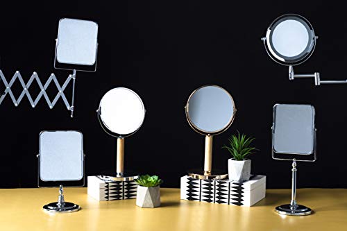 Premier Housewares Vanity Mirror, Bathroom, Makeup, Rubberwood, Cassini - Gold, 17L x 15W cm - Image 4