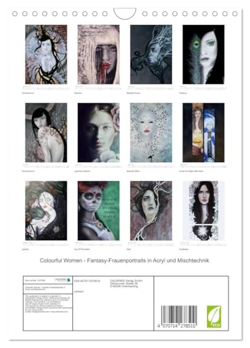 Colourful Women - Fantasy women portraits in acrylic and mixed media, US-Version (Wall Calendar 2026 DIN A4 Portrait), CALVENDO 12 Month Wall Calendar - Image 4